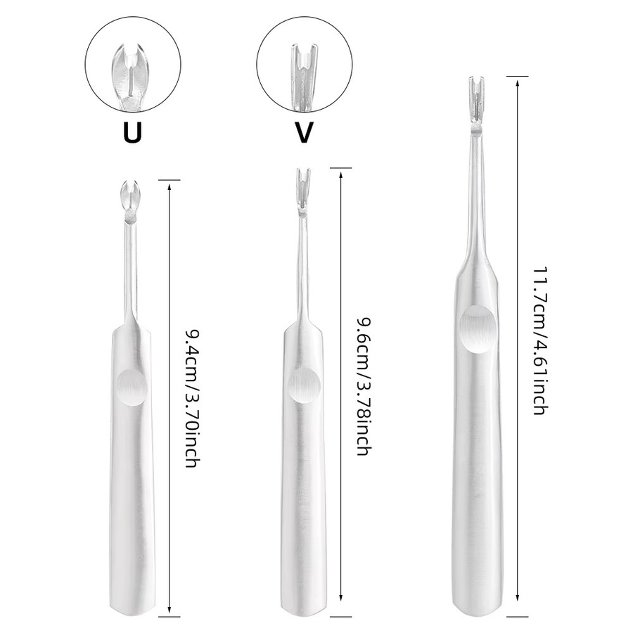 QJH Premium Schlitzwerkzeug-Set aus Edelstahl und Leder in Silber mit Groover, V- und U-förmigen Werkzeugen sowie Kantenschälmesser für DIY-Stanzarbeiten - Bild 2