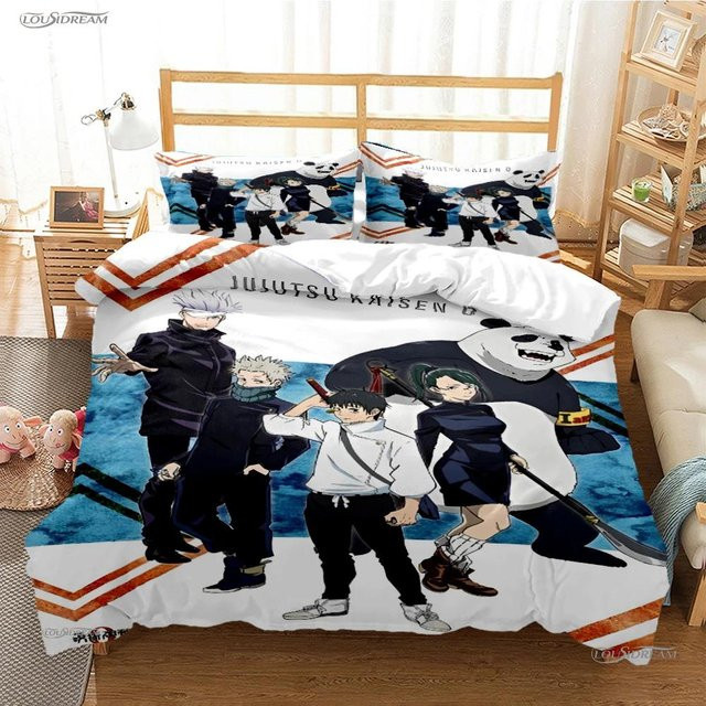 Jujutsu Kaisen Bettwäscheset mit Cartoon Anime Motiv von Lodestar, bestehend aus Bettbezug und Kissenbezug, Mehrfarbig, B/H: 200 x 200 cm - Bild 1