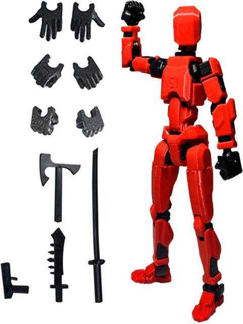 Binchi Fitness Actionfigur, 1-teiliges Set, 13 Gelenke, Rot - Bild 1