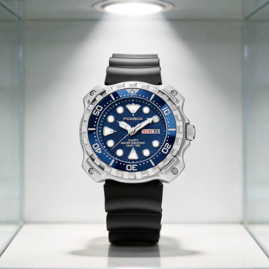 LIGE Armbanduhr Quarz, Edelstahl, Silikon, Blau, Herren - Bild 2
