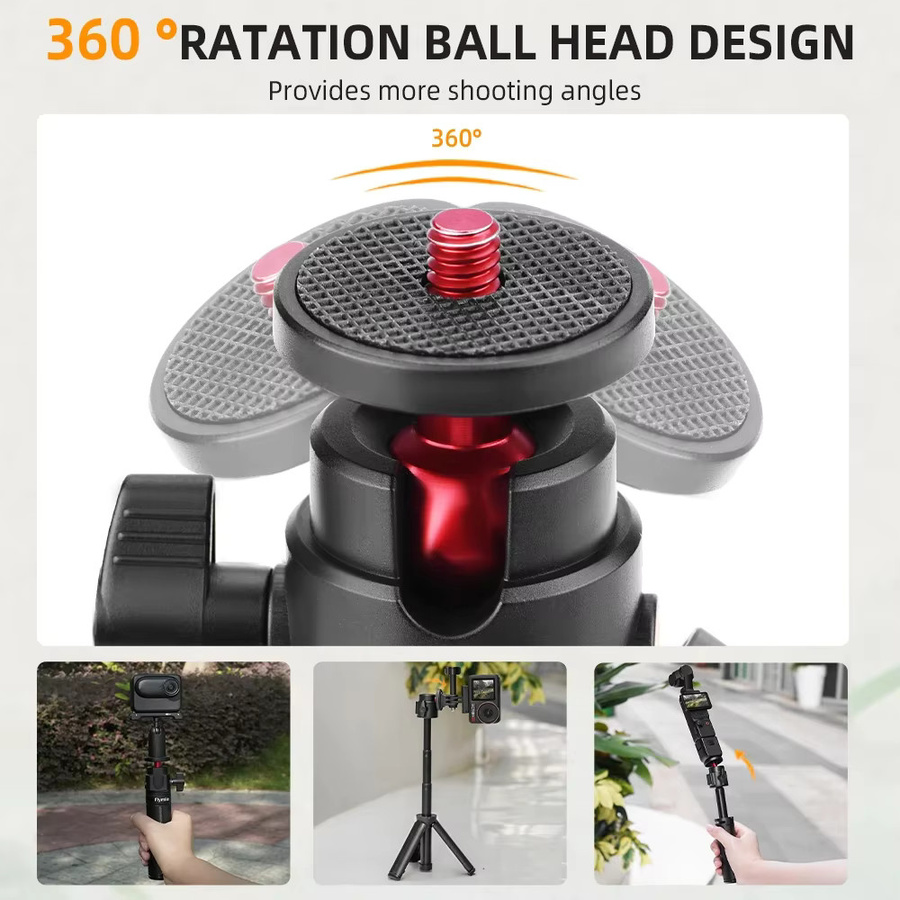 Flymile Selfie-Stick-Stativ in Schwarz für DJI Action 5 Pro, Osmo Pocket 3/4 und Insta360 Ace Pro 2 Kamera-Zubehör für Fotografie und Livestreaming - Bild 4