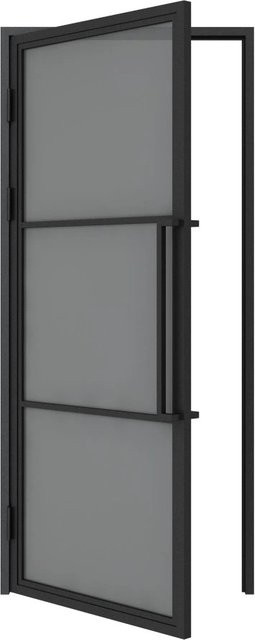 inova Loft Glastür Grauglas im Industrial Design, Komplettset mit Zarge und Beschlag in Schwarz, Griffstange, DIN Links, B/H: 83,0 x 211,5 cm - Bild 1