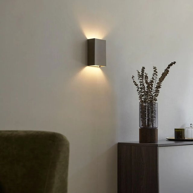 QAZQA Moderne Wandleuchte Otan S, 2-flammig, Gunmetal, dimmbar, Up-Down Lichteffekt - Bild 1