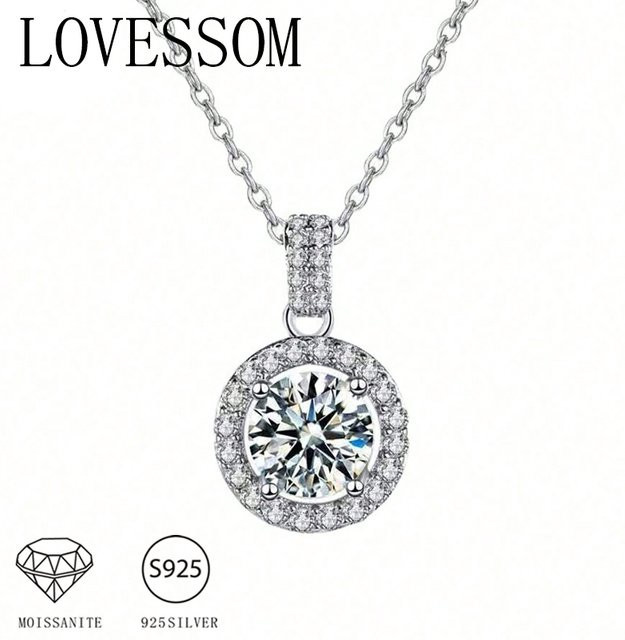 LOVESSOM Anhänger-Halskette 925 Silber, Moissanit, Unisex - Bild 1
