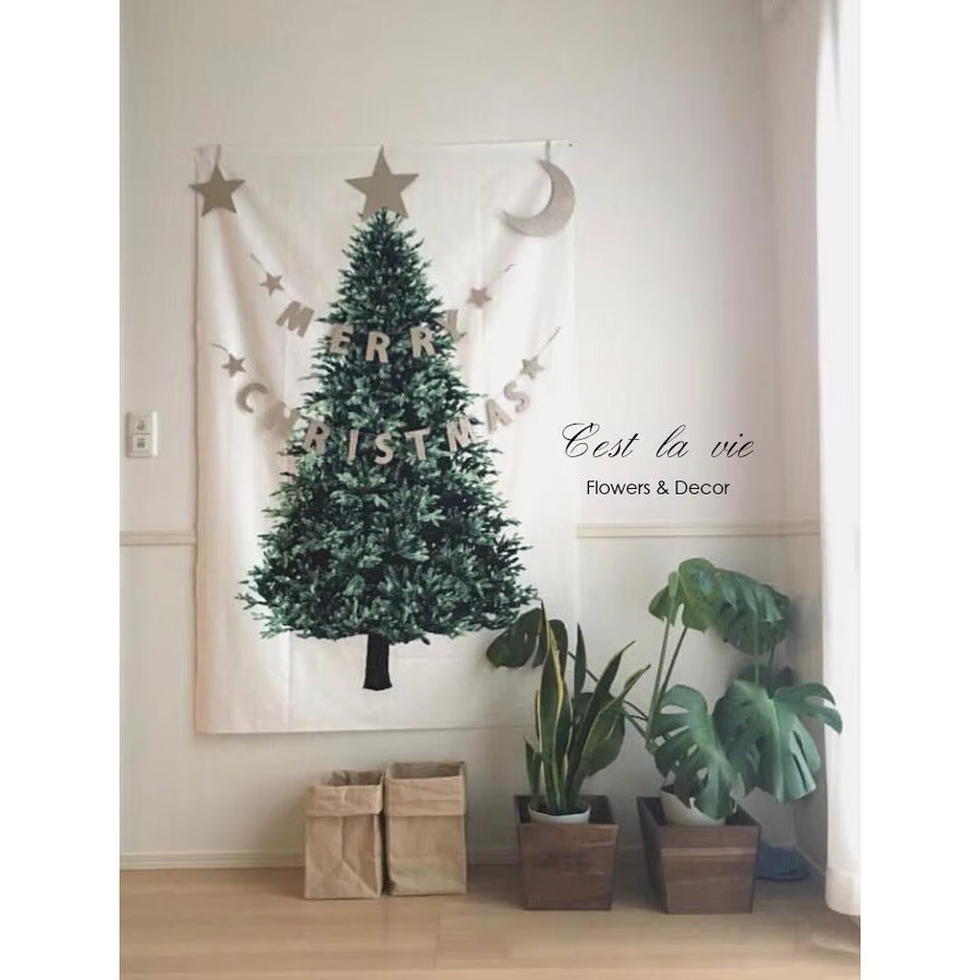 Weihnachtsbaum-Hintergrundtuch in Weiß für Party und Festival als hängende Dekoration - Bild 1