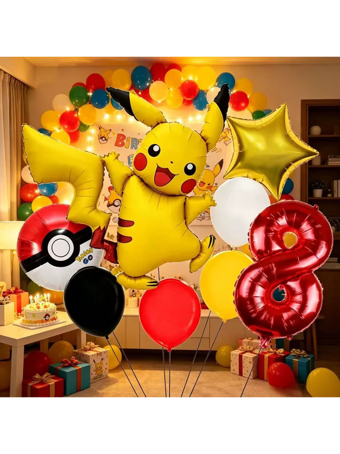 Potdemiel Pikachu Ballon-Kombi-Set für Kindergeburtstage, Mehrfarbiges Ballonbogen-Kit zur Partydekoration - Bild 2