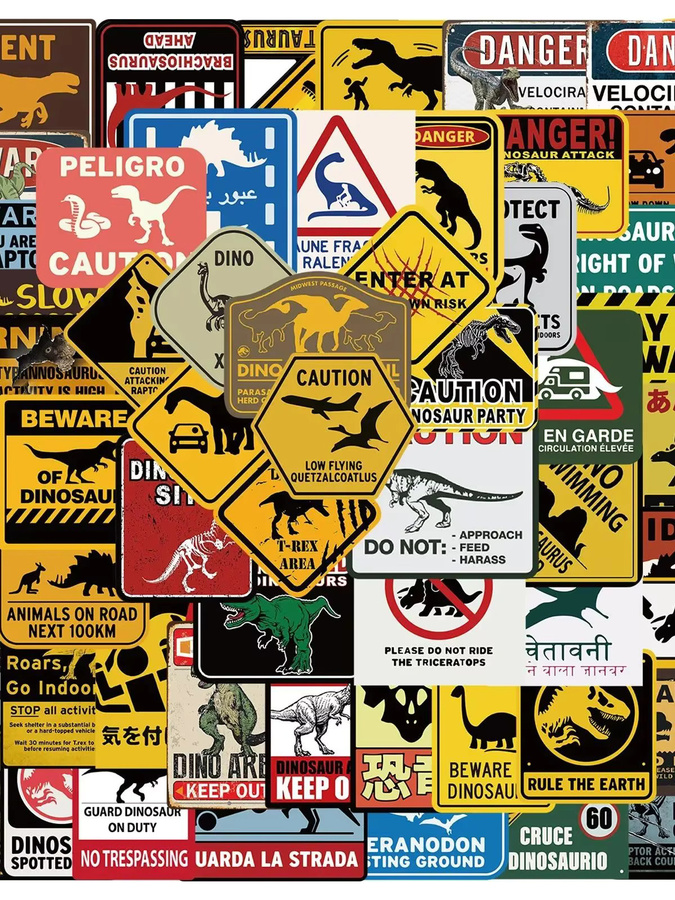 60 Stück Dinosaurier-Park-Warnschild-Aufkleber von GOGOTU in Multicolour für Telefon, Computer, Notebook und DIY-Projekte - Bild 4