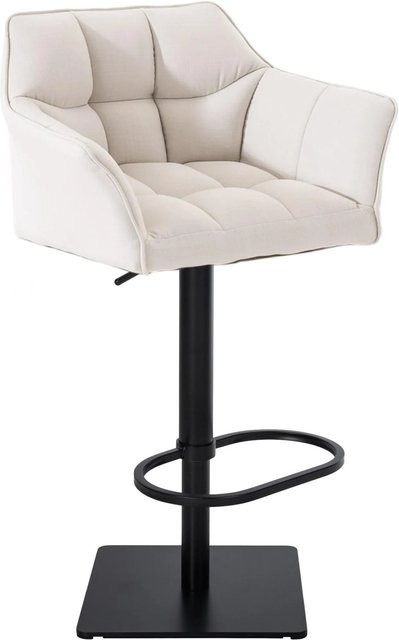 DELUKE Barhocker SIHAR, höhenverstellbarer Barstuhl aus Stoff in Weiß, drehbar mit Lehne, B/T/H: 64 x 45 x 88 cm - Bild 1