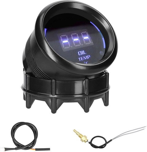 VehicleKit Digitale Öltemperaturanzeige in Schwarz mit LED-Display und Sensor-Alarmfunktion, 52 mm - Bild 1