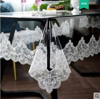 Julliette Traum Tischdecke aus transparentem PVC mit goldener Spitze, wasserabweisend und ölbeständig, B/T: 150 x 200 cm - Bild 1