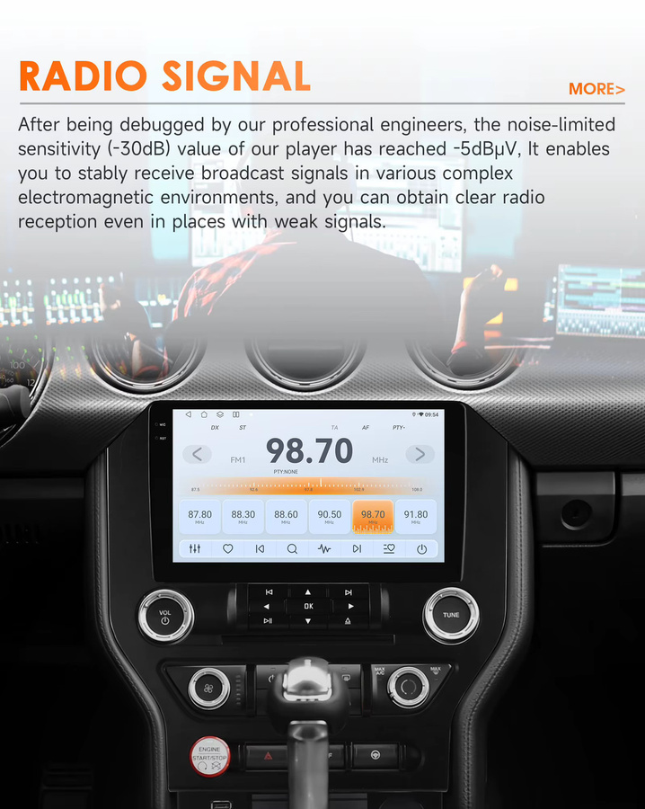 Hizpo Multimedia Stereo Autoradio für FORD Mustang 2015 - 2021 mit Drahtlosem CarPlay, Android Auto, GPS, 4G und 360 Kamera in Schwarz - Bild 4