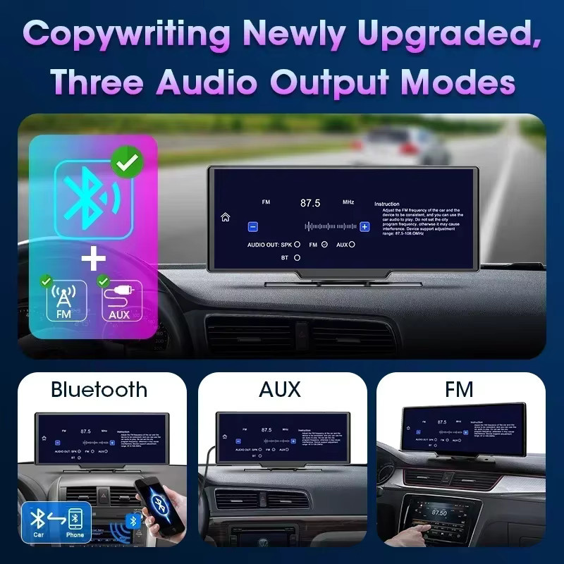 Srnubi 4K Dash Cam mit Carplay und Android Auto, Dual Len Recorder mit Navigation, WIFI und Bluetooth, Schwarz - Bild 5