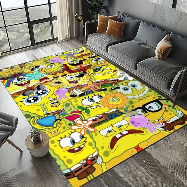 YglThree 3D Patrick Star Cartoon Teppich, rutschfeste Bodenmatte aus Polyester für Kinderzimmer und Wohnzimmer, B/B: 120 x 80 cm, Mehrfarbig - Bild 1