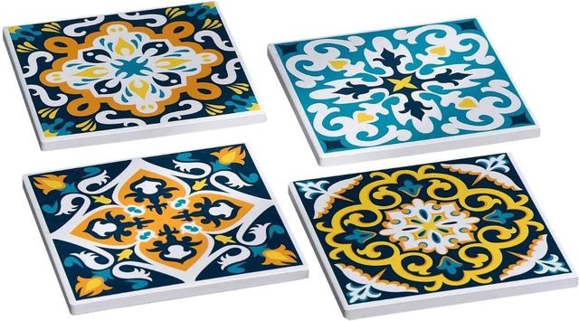 Ritzenhoff & Breker Untersetzer-Set Benito 4er Set aus Keramik in Multicolour, quadratisch - Bild 1