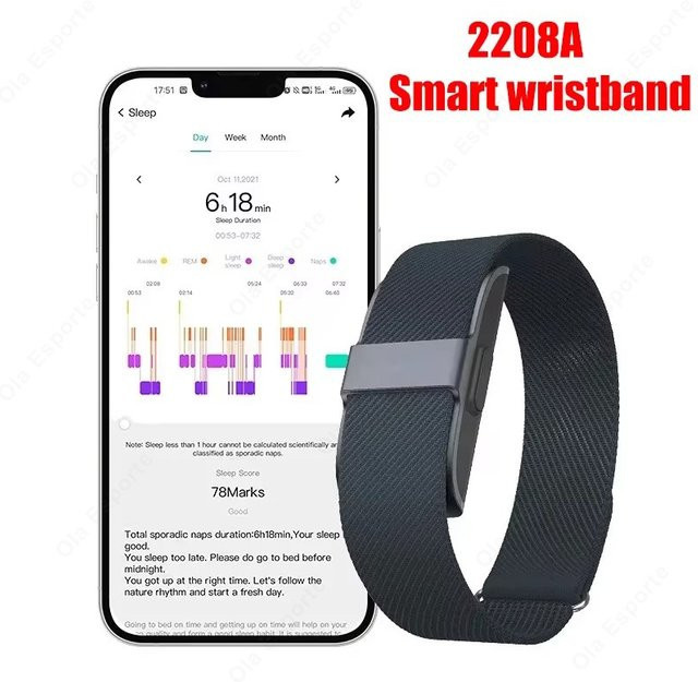Ola Esporte Smart-Armband mit Herzfrequenz-, Blutdruck- und Blutsauerstoffüberwachung als Sport-Fitness-Tracker in Schwarz und Gold - Bild 1
