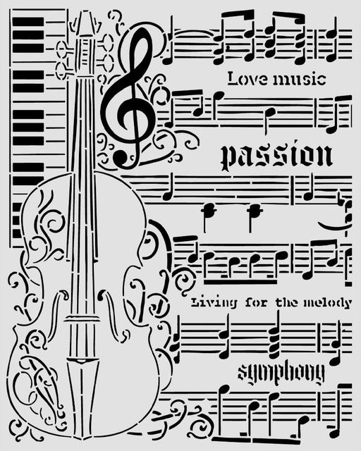 Stamperia Schablone Symphony Violin B/H: 20 x 25 cm - Bild 1