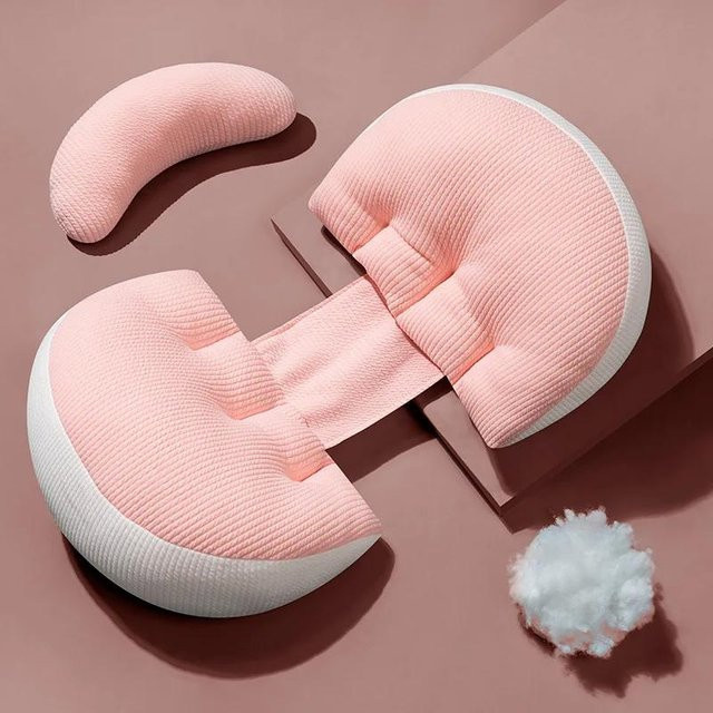 Ergonomisches U-förmiges Mutterschaftskissen aus Polyester zur Linderung von Bauch- und Rückenschmerzen mit Lendenwirbelstütze - Bild 1