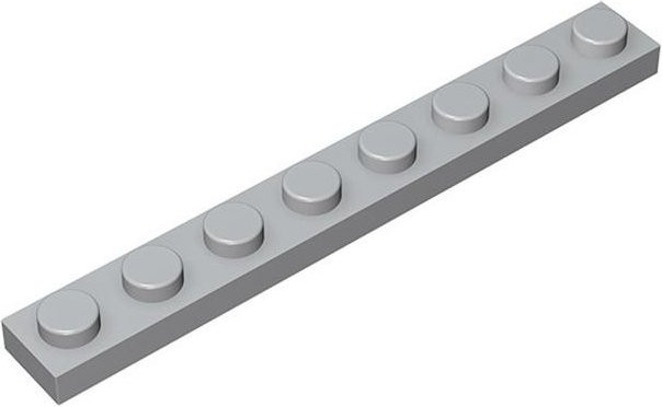 3460 Platte 1x8 Noppen, licht grau, 10-teiliges Set, ab 14 Jahre - Bild 1