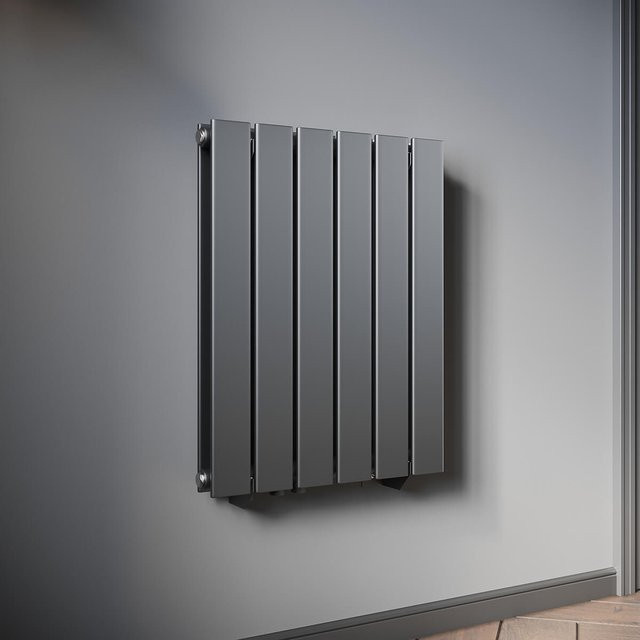 SONNI Design Badheizkörper vertikaler Flachpaneelheizkörper für das Badezimmer, Farbe: Anthrazit, H x B x T: 60,0 x 46,5 x 6,1 cm - Bild 1
