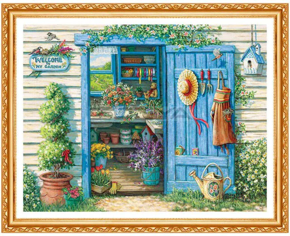 FIYO Diamond Painting Set Garten Motiv, Mehrfarbige Stickerei als Point de Croix, B/H: 30 x 20 cm - Bild 1