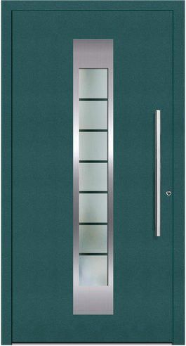 KNOCK Aluminium-Haustür Terra Nova in Moosgrün mit Glaseinsatz und RC2-Schutz, Höhe: 210,0 cm, Breite: 100,0 cm - Bild 1