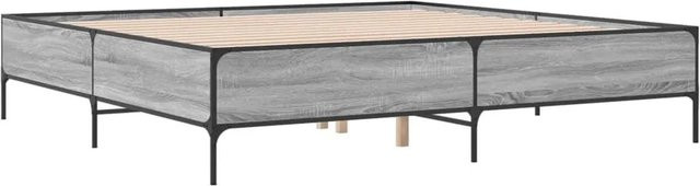 vidaXL Bettgestell in Grau Sonoma aus Holzwerkstoff und Stahl, B/T/H: 200 x 203 x 44 cm - Bild 1