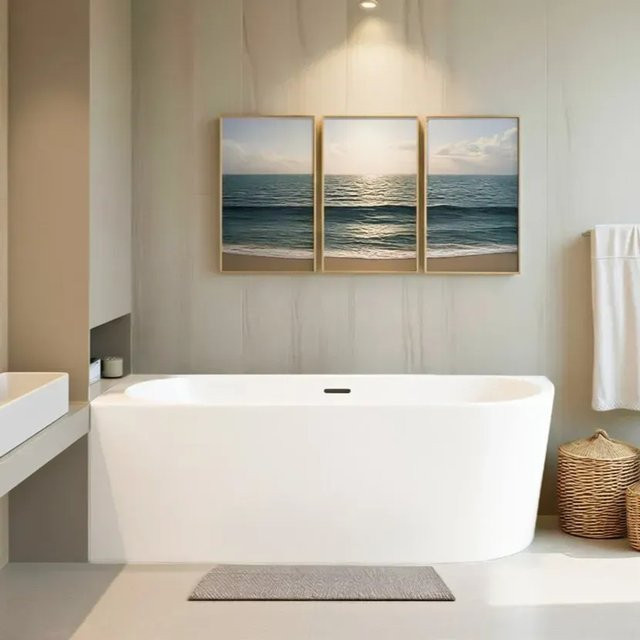 Freistehende Eckbadewanne Bad Land ALVA in Weiß, links, B/T: 170 x 80 cm mit Ablauf - Bild 1