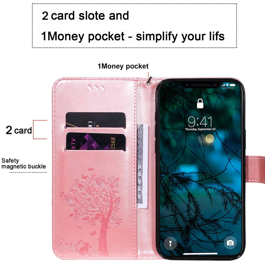 Leder-Flip-Standhülle mit Brieftaschenfunktion für Samsung Galaxy A10 A11 A20E A21S A30 A31 A40 A50 A51 A70 A71 A81 A91 in Purple - Bild 4