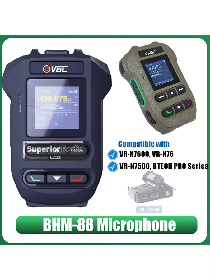 RONGYIN BHM-88 Kabelloses Bluetooth-Handmikrofon mit Display in Schwarz für Walkie-Talkie VR-N7600 VR-N7500 VR-N76 VR-N75 VR-N65 - Bild 4