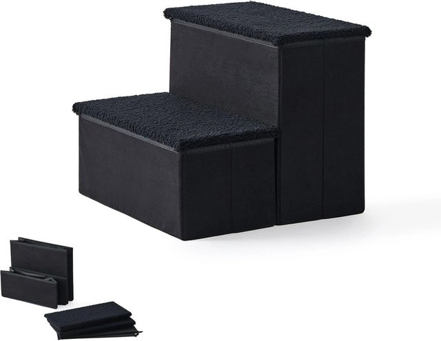 Relaxdays Hundetreppe aus MDF und Polyester in Schwarz, faltbar mit Stauraum, B/T/H: 32 x 40 x 35 cm - Bild 1
