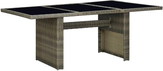 Furnicato Gartentisch aus Poly Rattan und Hartglas in Braun für den Außenbereich, rechteckig - Bild 1