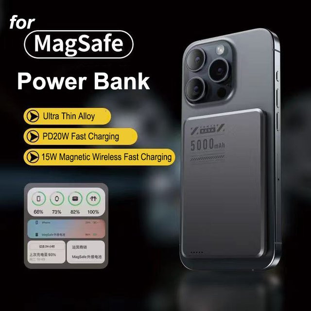 Ultradünne magnetische Qi2 Wireless Powerbank in Gold – Tragbarer externer Akku mit MagSafe Kompatibilität für iPhone 16, Samsung, Huawei und Xiaomi - Bild 1