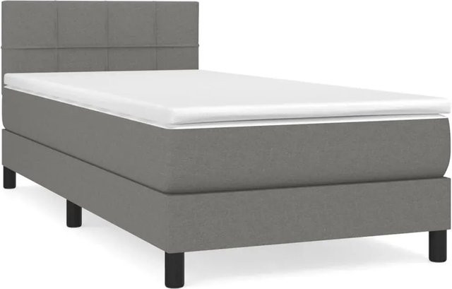 vidaXL Boxspringbett mit Matratze Hybrid-Design in Dunkelgrau, B/T: 90 x 200 cm - Bild 1