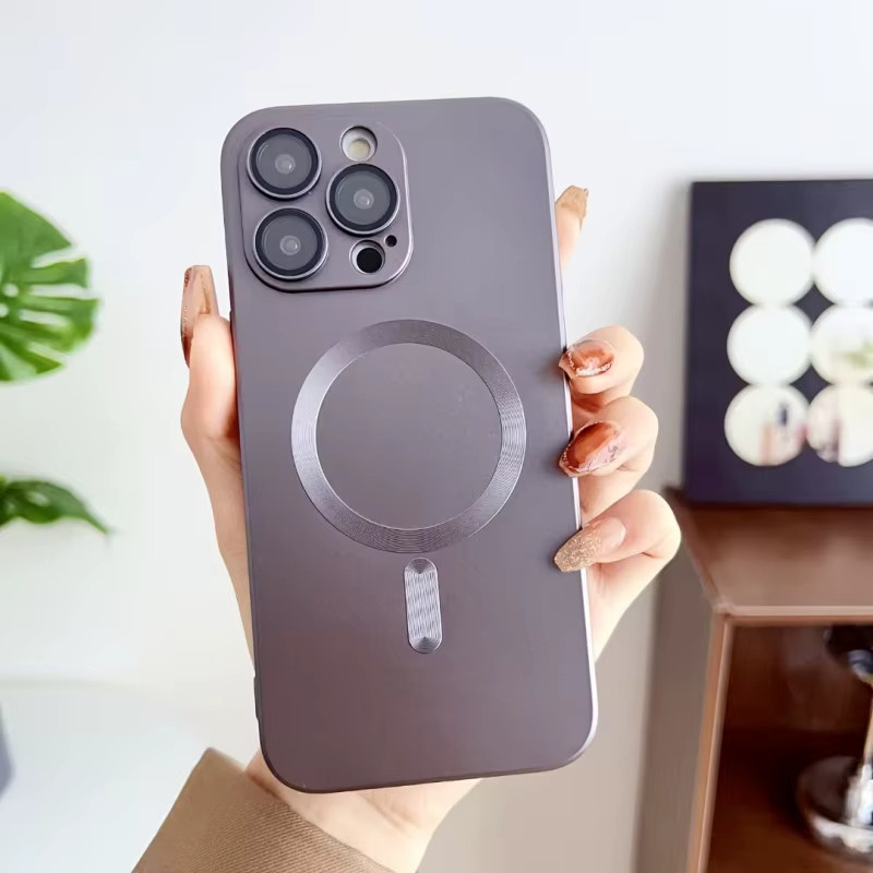 Zhixinmei Magnetischer Linsenschutz mit Metallic-Lack in Silber für iPhone 17 Pro Max 16 Pro 15 Pro Max 14 – Sturzfester Kamera-Schutz - Bild 2