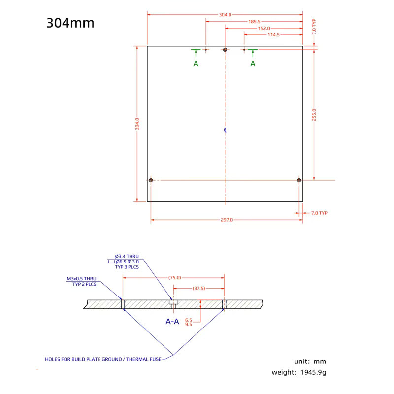 Mellow CNC Präzisions-Bauplatte aus Aluminiumguss für DIY Voron Trident 3D-Drucker, 8 mm heißes Bett, Farbe: Silber, Durchmesser: 300 mm oder 350 mm - Bild 5