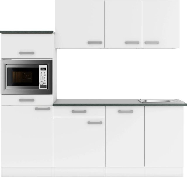 OPTIFIT Oslo214 Küchenzeile in Weiß mit modernem Design und melaminbeschichteten Qualitätsspanplatten, Breite: 210 cm - Bild 1