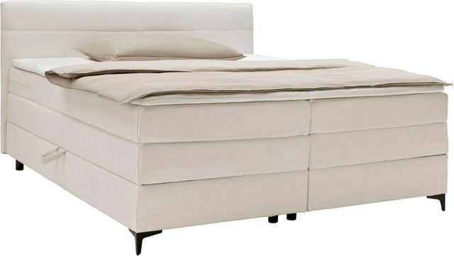 Mömax Boxspringbett Bari in Beige mit Stoffbezug und Lift-up-Basis, Breite: 180 cm, Tiefe: 200 cm, Höhe: 110 cm - Bild 1