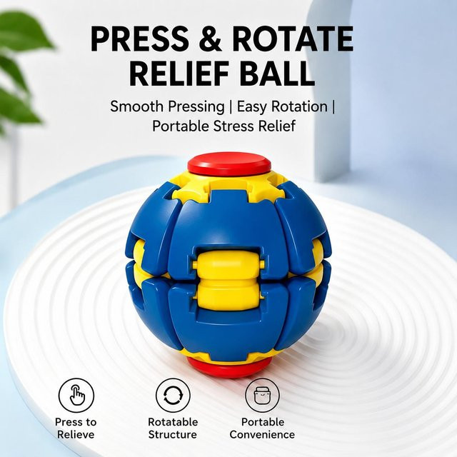 Binchi Outdoor Equipment Drücken Sie Spin Fidget Toy, Stressabbau Spinner Ball, blau - Bild 1