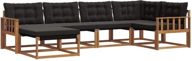 vidaXL Outdoor-Sofagarnitur 18-tlg. aus Akazienholz in Braun und Schwarz mit Kissen und Textilene-Elementen - Bild 1
