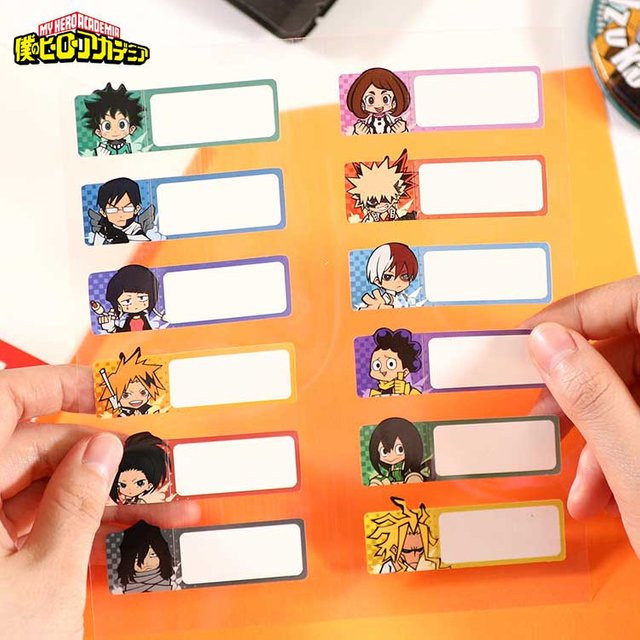 XINGHEDONGMAN My Hero Academia Namensaufkleber Multicolour A5 wasserfeste Etiketten für Scrapbook und Schulbriefpapier - Bild 1