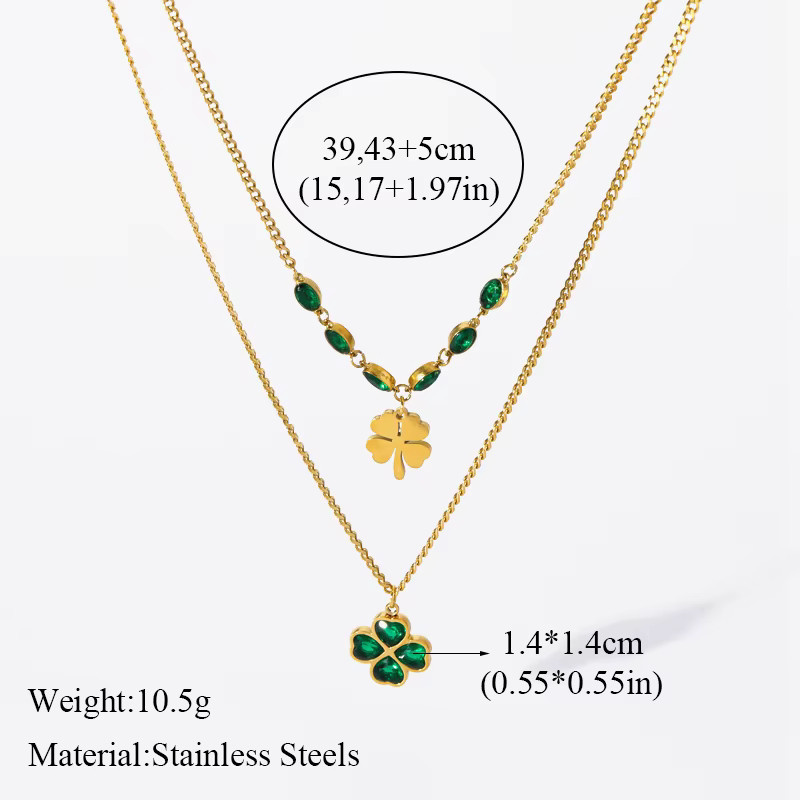 GANEMLY Schmuck-Set, Edelstahl, Grün, Kristall, Damen - Bild 2