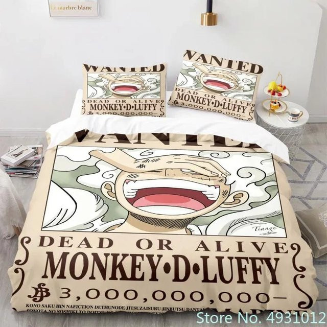 One Piece Anime Bettwäsche Set mit Nika Luffy Gear 5 Motiv für Kinder, 3-teilig, Mehrfarbig, B/H: 200 x 230 cm - Bild 1