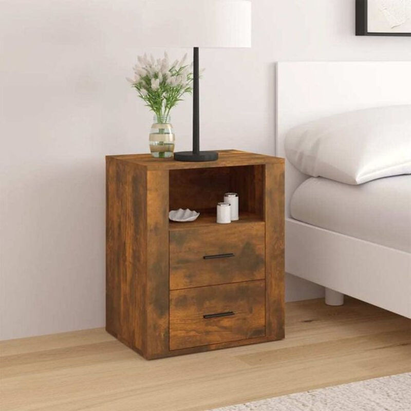 Vidaxl Nachttisch aus Holzwerkstoff in Räuchereiche, Braun, B/T/H: 50 x 36 x 60 cm - Bild 1