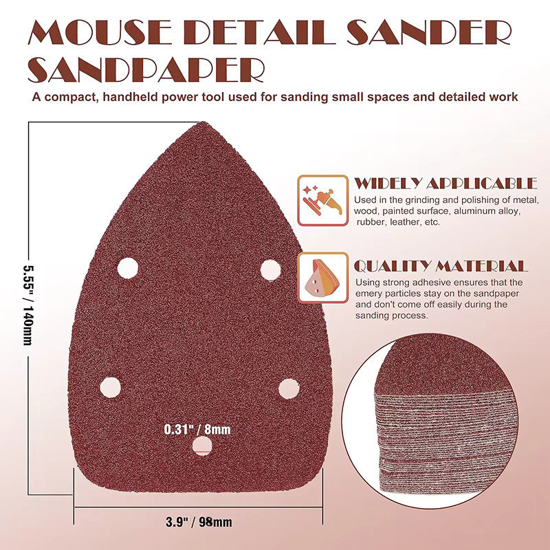 VIBRATITE Maus-Klett-Schleifpapier-Set mit 5 Löchern, 60 Stück, sortiert Körnung 60–400, B: 9,8 cm, H: 14 cm - Bild 3