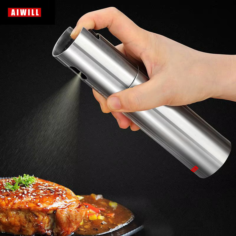 AIWILL Olivenöl Sprayer aus Edelstahl in Silber, 100 ml Sprühflasche für die Küche und zum Grillen - Bild 3