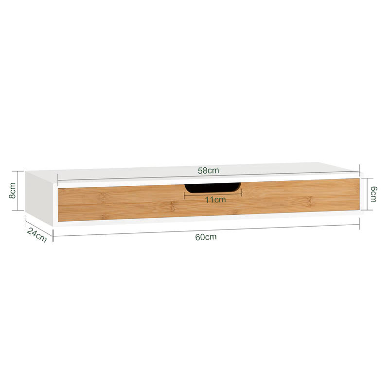 SoBuy FRG93-WN Schweberegal in Weiss mit Wandschrank und Schublade, Breite: 60 cm - Bild 3
