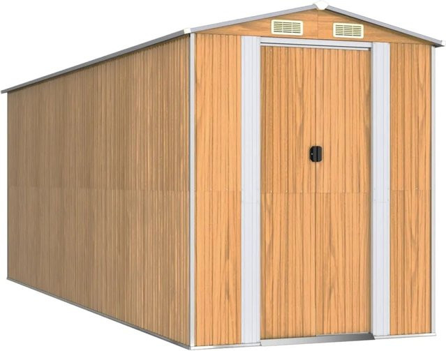 vidaXL Geräteschuppen aus verzinktem Stahl in Hellbraun, B/H/T: 523 x 192 x 223 cm - Bild 1