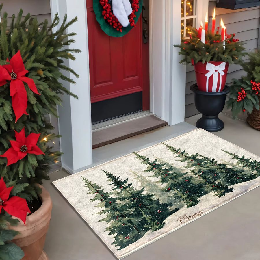VIKAMA Weihnachtsbaum Badezimmerteppich rutschfeste und saugfähige Fußmatte für Schlafzimmer und Heimdekoration - Bild 4