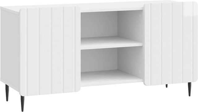 vidaXL TV-Schrank in Hochglanz Weiß mit minimalistischem Design, B/T/H: 102 x 34,5 x 52 cm - Bild 1