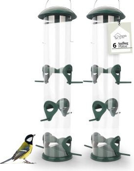 WILDLIFE HOME Vogelfuttersäule für Körnerfutter, 2er Set aus Metall und Kunststoff - Bild 1